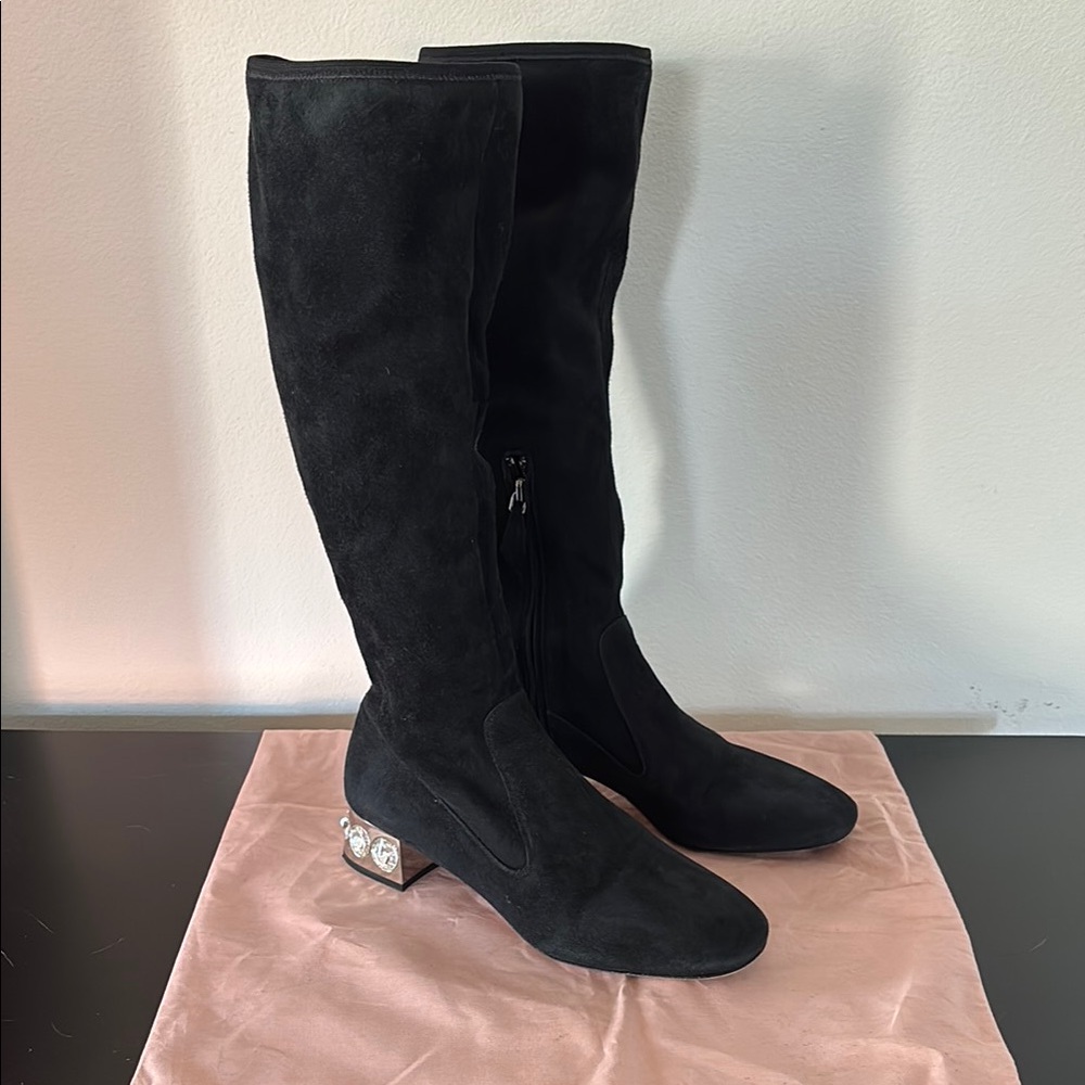 Miu Miu Black Knee-High Women's Boots